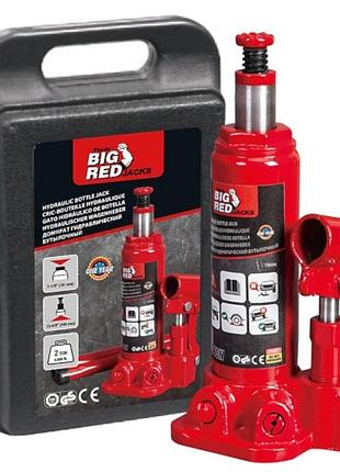 Домкрат гідравлічний 2т gtm т90204s пляшковий одноштоковий в кейсі : висота підйому 345 мм, вантажопідйомність 2 т