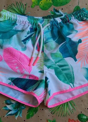 Яскраві спортивні шорти next розмір на 9 років зріст 134 тропічні листя