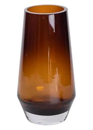 Ваза для цветов стеклянная 26 см стеклянная из цветного стекла 2.2 л коричневая hp-10-27