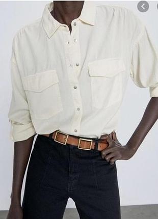 Сорочка блуза рубашка zara кремова лимонна вершкова сафарі mango bershka