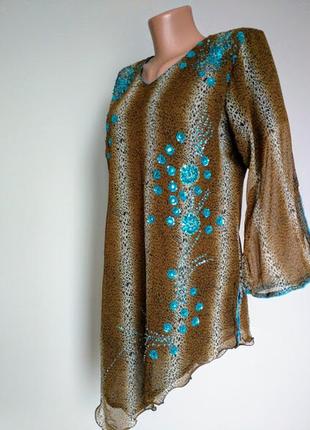 Туника-блуза  ассиметричная леопардовая с аппликацией  suits me  l-12(40)5 фото