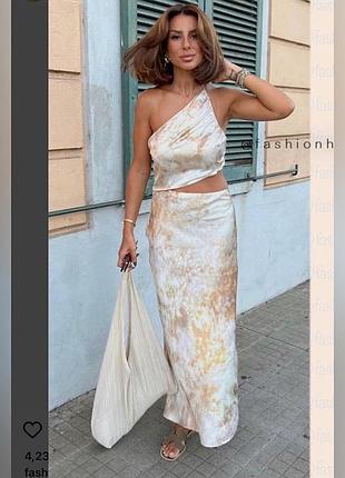 Шикарна асиметрична сатинова сукня xs zara