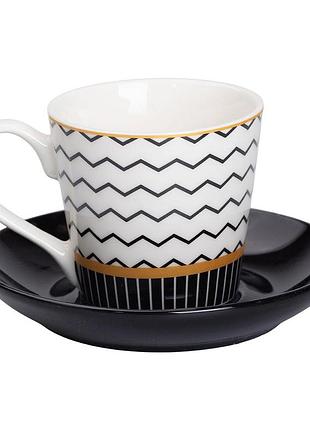 Керамическая чашка с блюдцем 200 (мл) для чая и кофе rx-n24708wh