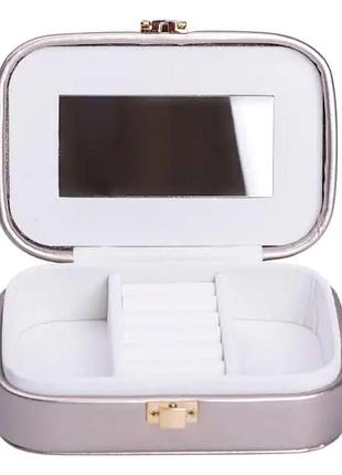 Шкатулка для украшений из эко кожи 15×10×5 см с зеркалом органайзер для ювелирных изделий hp-5-33g