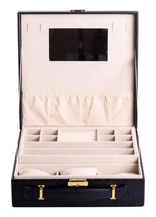 Шкатулка для украшений из эко кожи 2 яруса органайзер для ювелирных изделий hp-5-35b