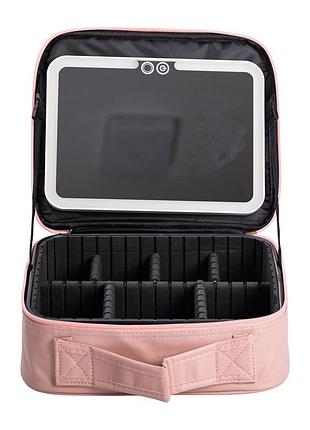 Органайзер косметичка из эко кожи с зеркалом и подсветкой 26×22×9 см hp-10-2ap