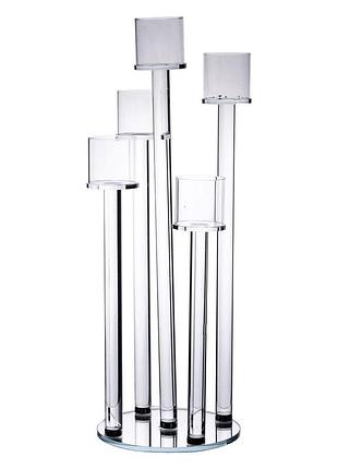 Подсвечник стеклянный на 5 свечей 20×56.5 см подсвечник декоративный прозрачный на ножке hp-4-16