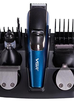 Машинка тример для стрижки 4в1 з насадками синій vgr v-172