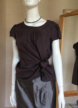 Женская блузка топ серая из натурального шелка boden