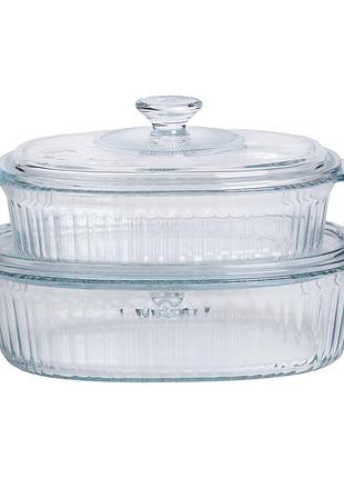 Формы для запекания набор 2 шт стеклянные с крышками овальные hp-34-27