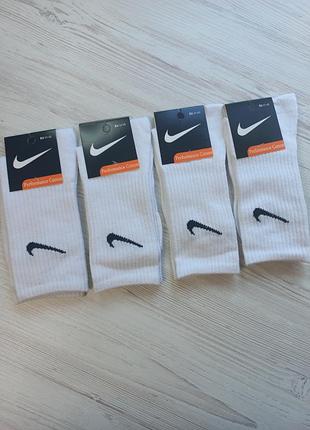 Носки высокие спортивные белые nike с резинкой на стопе размер 41-45 арт. 1710