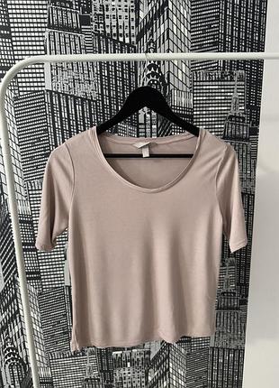 Базова футболка h&m легенька літня футболка пильно рожева h&m