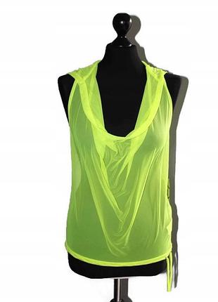 Яркая прозрачная майка с капюшоном