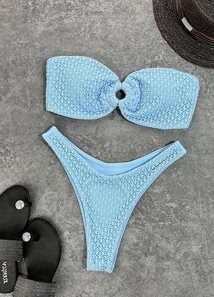 Накладной платеж ❤ раздельный купальник с чашками бразилиана топом с кольцом фактурный без бретель