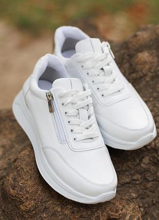 Кроссовки женские кожаные 589918 белые