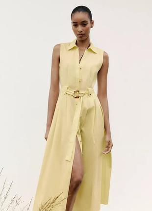 Платье-миди из поплина с поясом  199,00 р