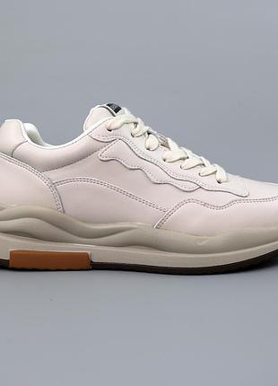 Кроссовки женские кожаные 589920 бежевые