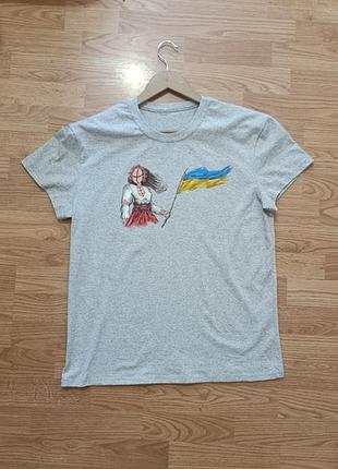Патриотическая футболка с ручной росписью мотанка предохраняет l унисекс модель