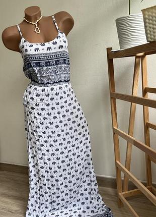 Жіночий довгий  сарафан в принт слони/сарафан в стилі бохо s