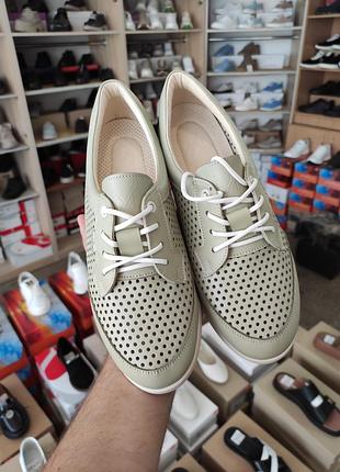 Кожаные летние женские летние кроссовки хаки с перфорацией