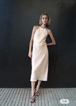 Плаття zara з жатої тканини з перлинками | розмір m/l