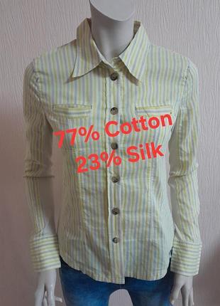 Шикарная хлопковая рубашка приталенного кроя с шёлковыми вставками marc cain sports