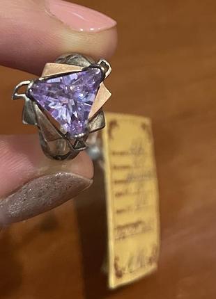 Каблучка срібна з вставкою золота р.18,5