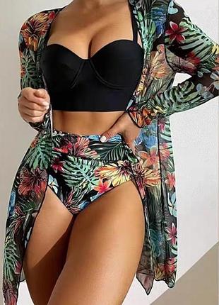 Купальник , роздільний в квітковий принт