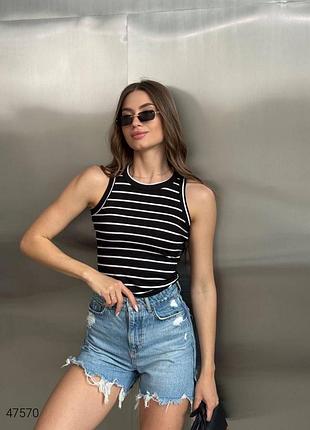 Трикотажная женская майка в полоску