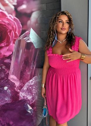 Жіноча яскрава малинова літня сукня | 5453