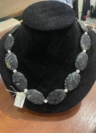 Кольє натуральний камінь обсідіан