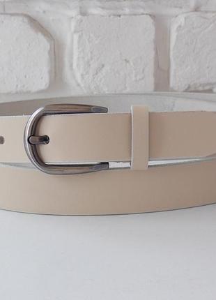 Женский бежевый кожаный ремень тонкий