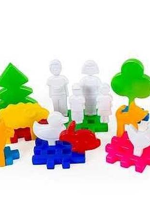 Игрушка набор "ферма  №2" 115/16 (12) "bamsic" 22 детали, фигурки людей, фигурки животных, в чемодан