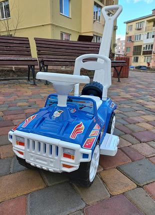 Толокар каталка з батьківською ручкою хамер "orion" синя з білим