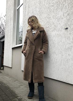 Бежевая шубка тедди teddy coat