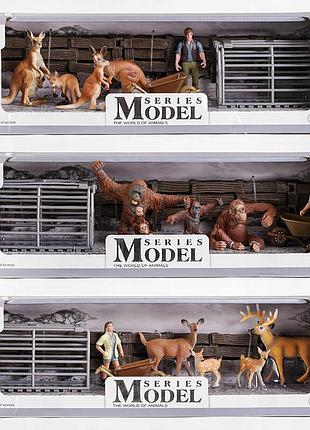 Набор животных q 9899 d 3 (24/2) “зоопарк”, 3 вида, 7 элементов, фигурка человека, 4 животных, в коробке