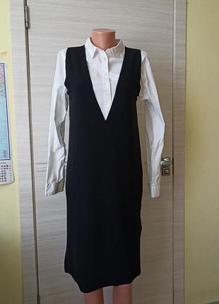 Сарафан черный трикотаж -рубчик размер s