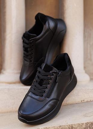 Кроссовки женские кожаные 589919 черные