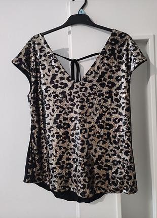 Золотая блуза паетки f&f р.12