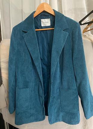 Піджак вельветовий жіночий george кольору морської хвилі, темно бірюзовий, розмір m-l , вельвет