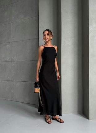 Льняное платье сарафан  на бретелях лен