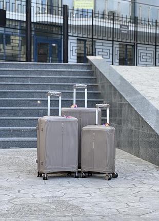 3 шт комплект полипропилен marsel  чемодан дорожный  на колесах 4 колеса 360*