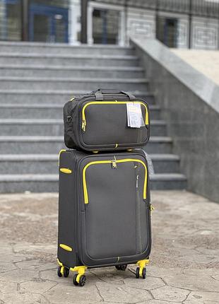 + подарок кейс средний чемодан дорожный + кейс нейлон m польша на колесах wings 75 l