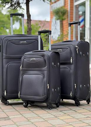 3 шт комплект чемоданов дорожный тканевый польша на колесах wings с подшипником