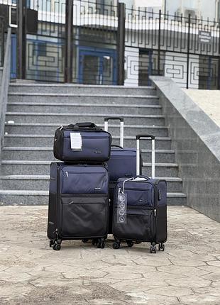 3 шт комплект валіз дорожніх тканинна нейлон  польща на колесах wings з підшипником