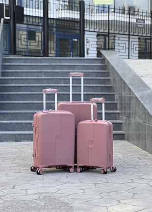 3 шт комплект полипропилен marsel  чемодан дорожный  на колесах 4 колеса 360*