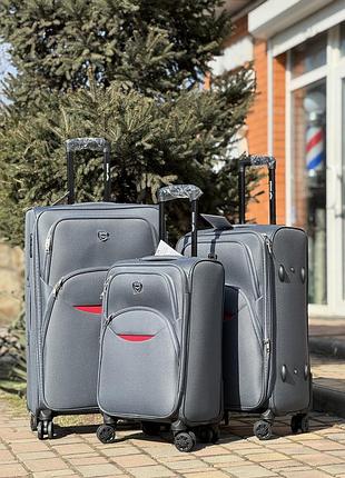 3 шт комплект чемоданов дорожный тканевый польша на колесах wings с подшипником