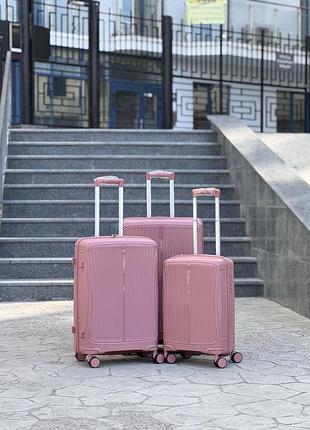 3 шт комплект полипропилен marsel  чемодан дорожный  на колесах 4 колеса 360*