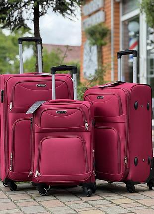 3 шт комплект чемоданов дорожный тканевый польша на колесах wings с подшипником