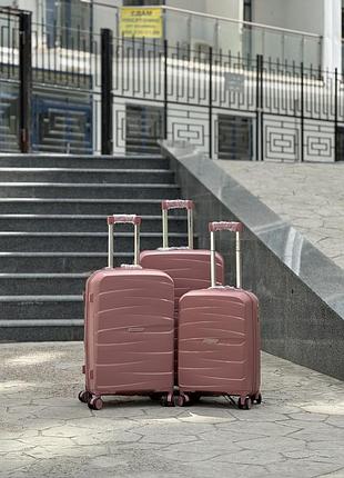 3 шт комплект полипропилен 100% расширение  чемодан   на колесах 4 колеса 360*